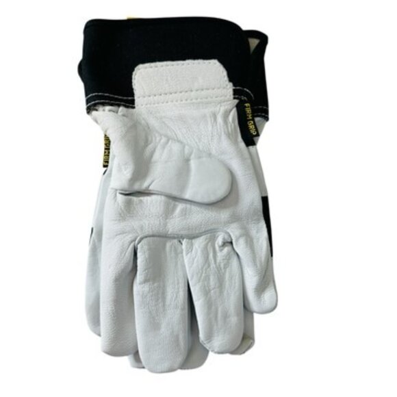 Firm Grip Goat Skin Leather Gloves Large Black White Safety Cuff No Break-In NEW - Picture 2 of 7
